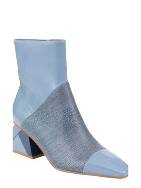 Sizes 4 To 14 Blue Comfy Women  Ankle Boot Bootie Block Heels